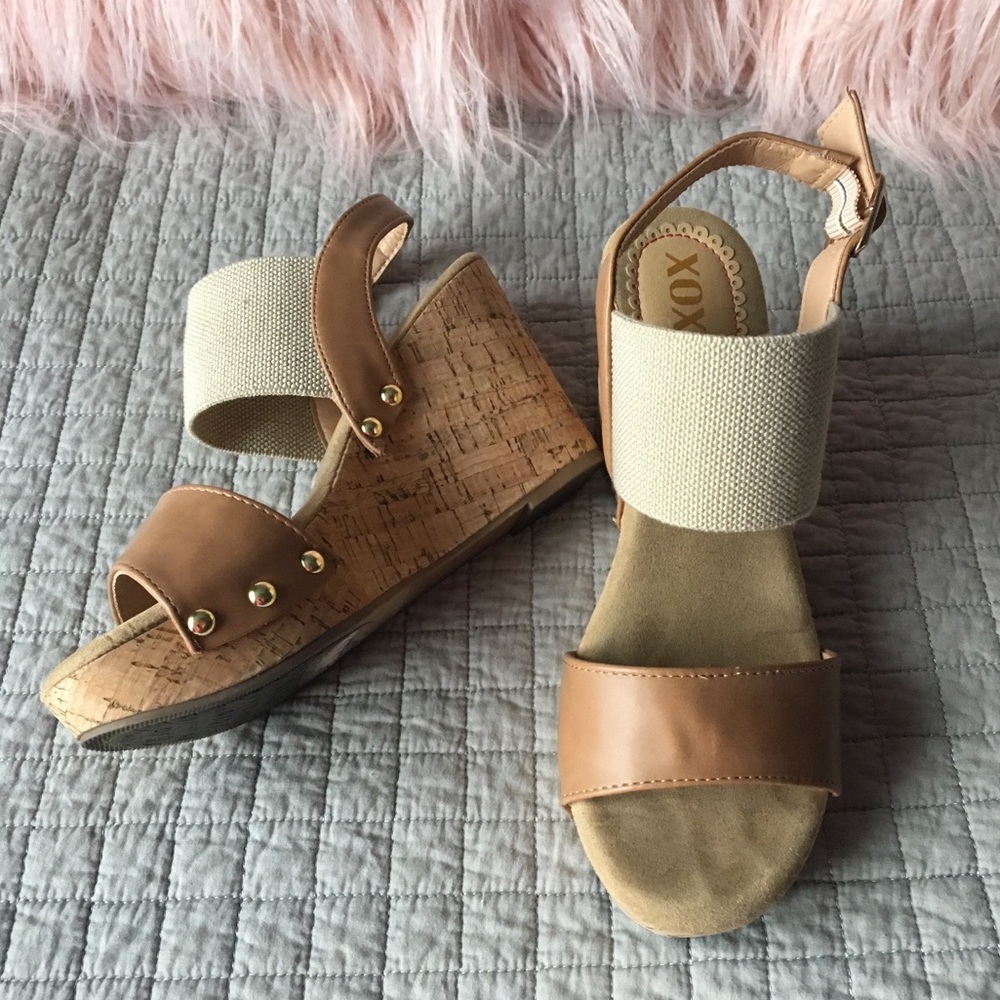 Tan Wedges - XOXO Tan cork wedges size 6